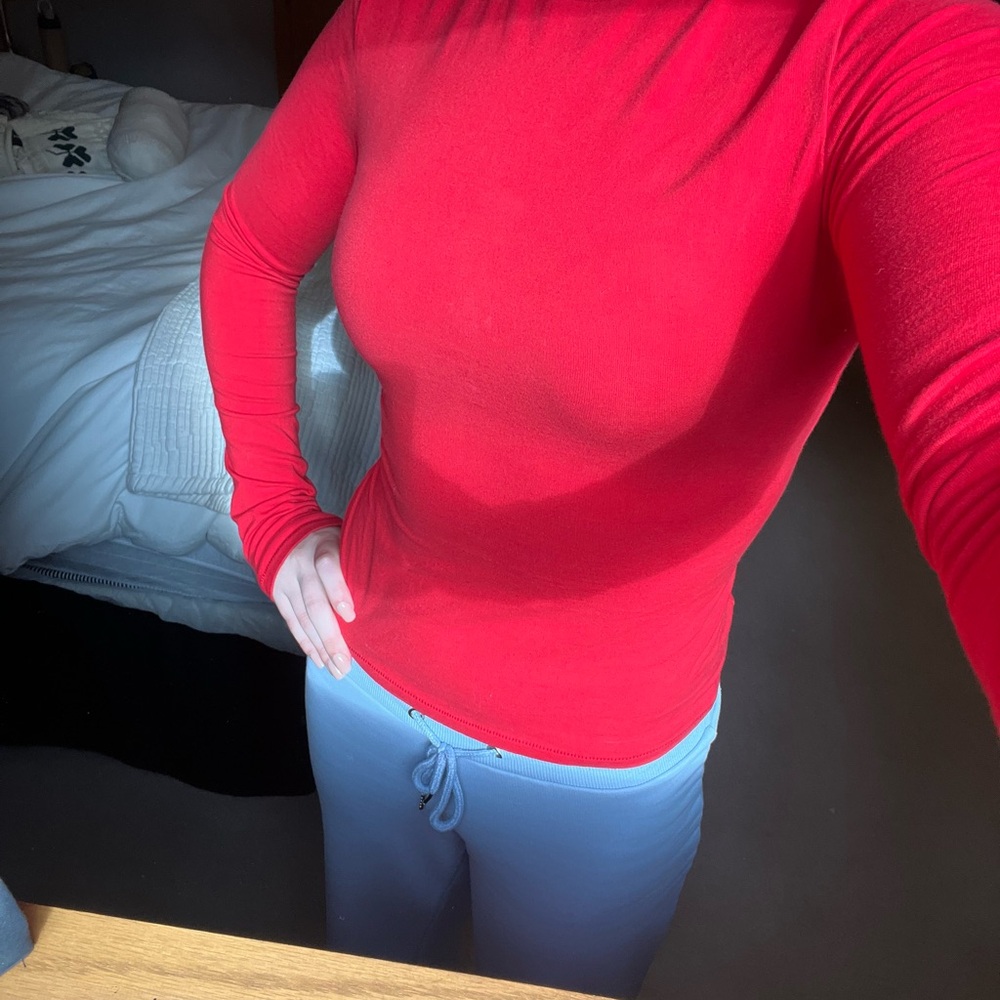SKIMS Vibrant Red Long Sleeve Tee